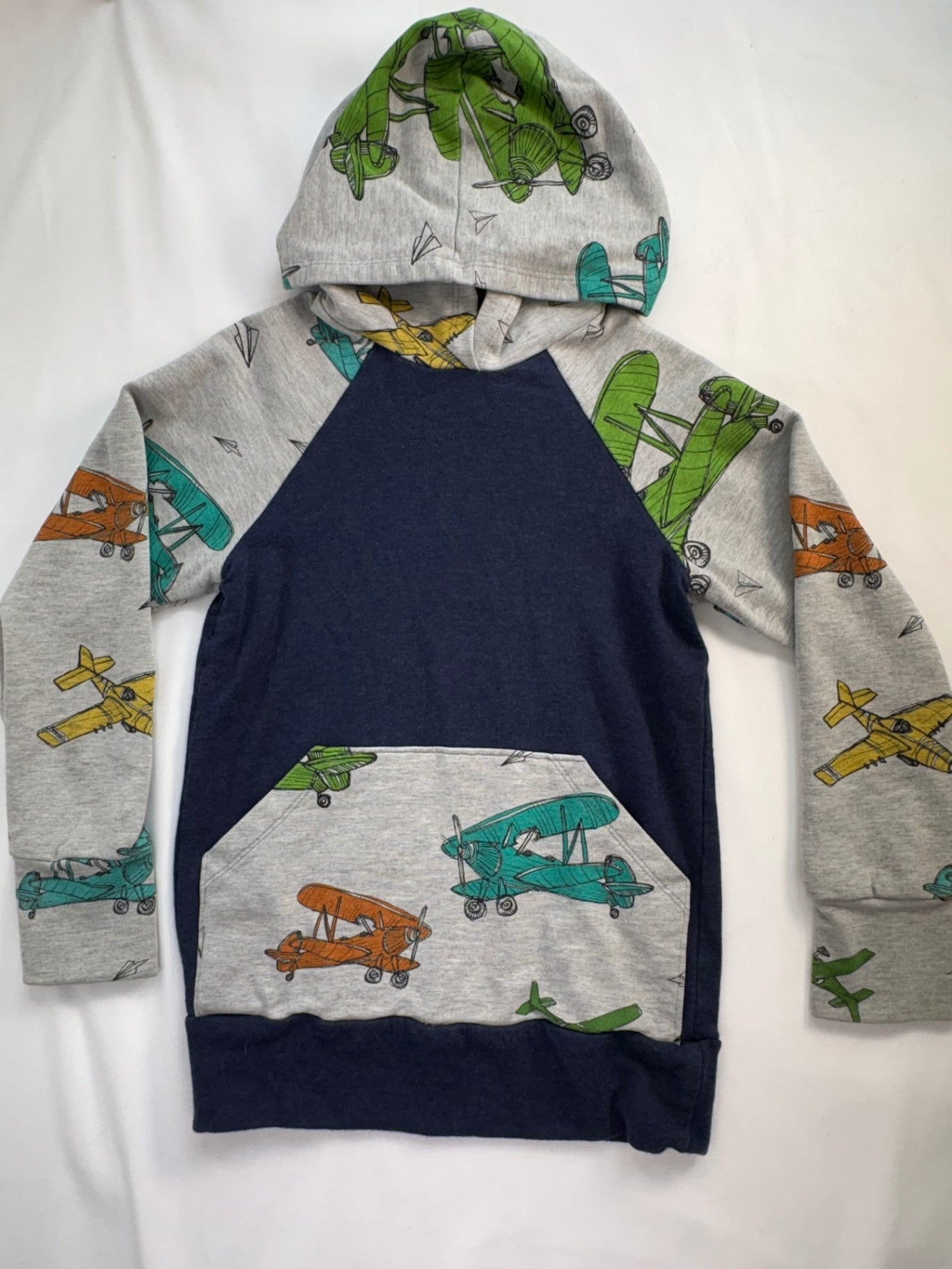 Second of November Hoodie 5T Navy and Grey w/Planes