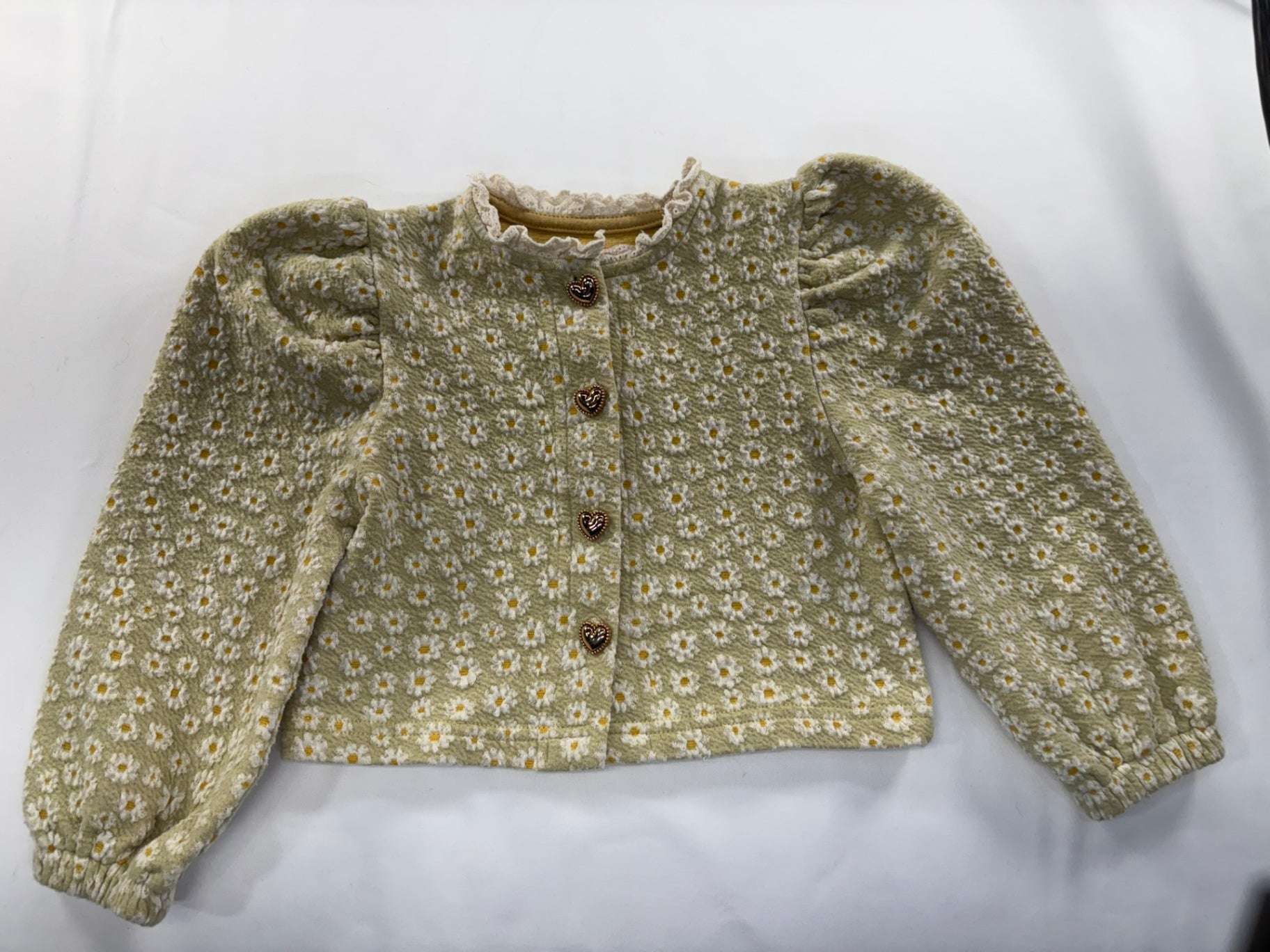 Otaly Dress Coat 5T Light yellow with white daisies