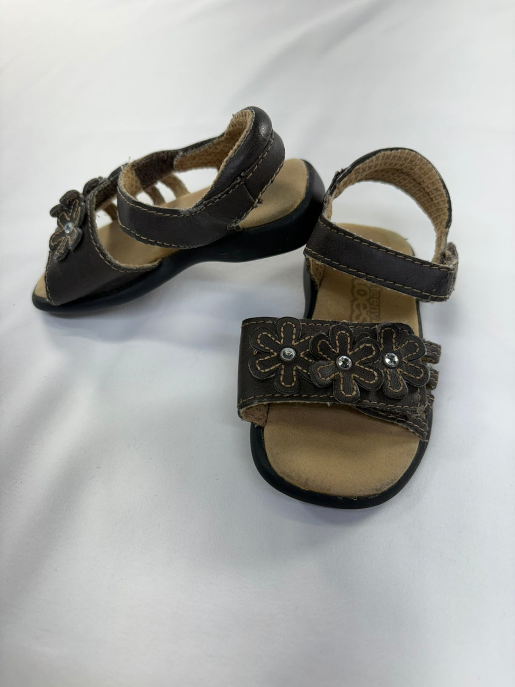 4T Teeny Toes Sandals - Brown Flowers