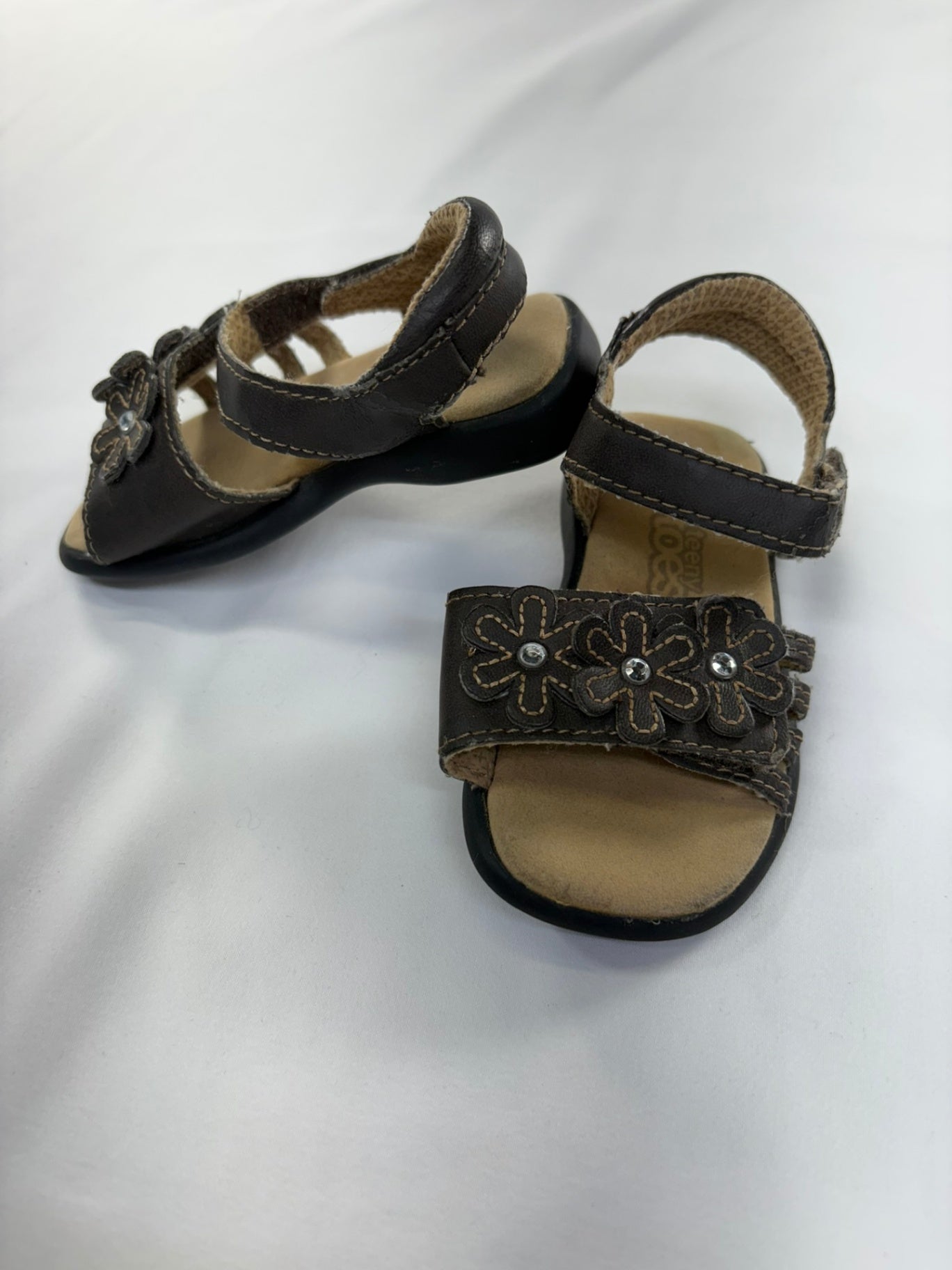 4T Teeny Toes Sandals - Brown Flowers