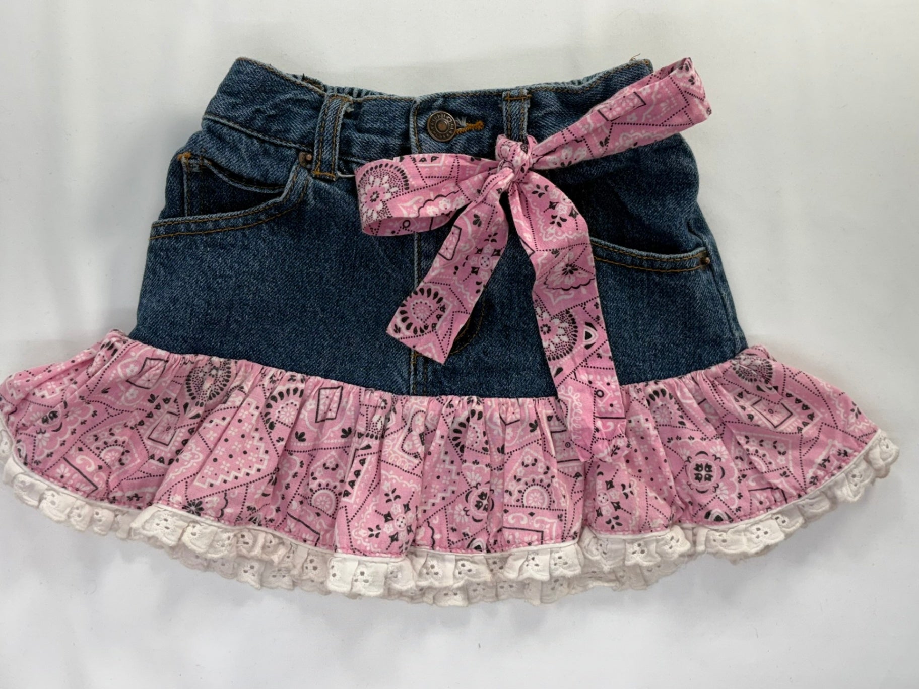 Kiddie Korral Denim Skirt 2T Pink and Blue