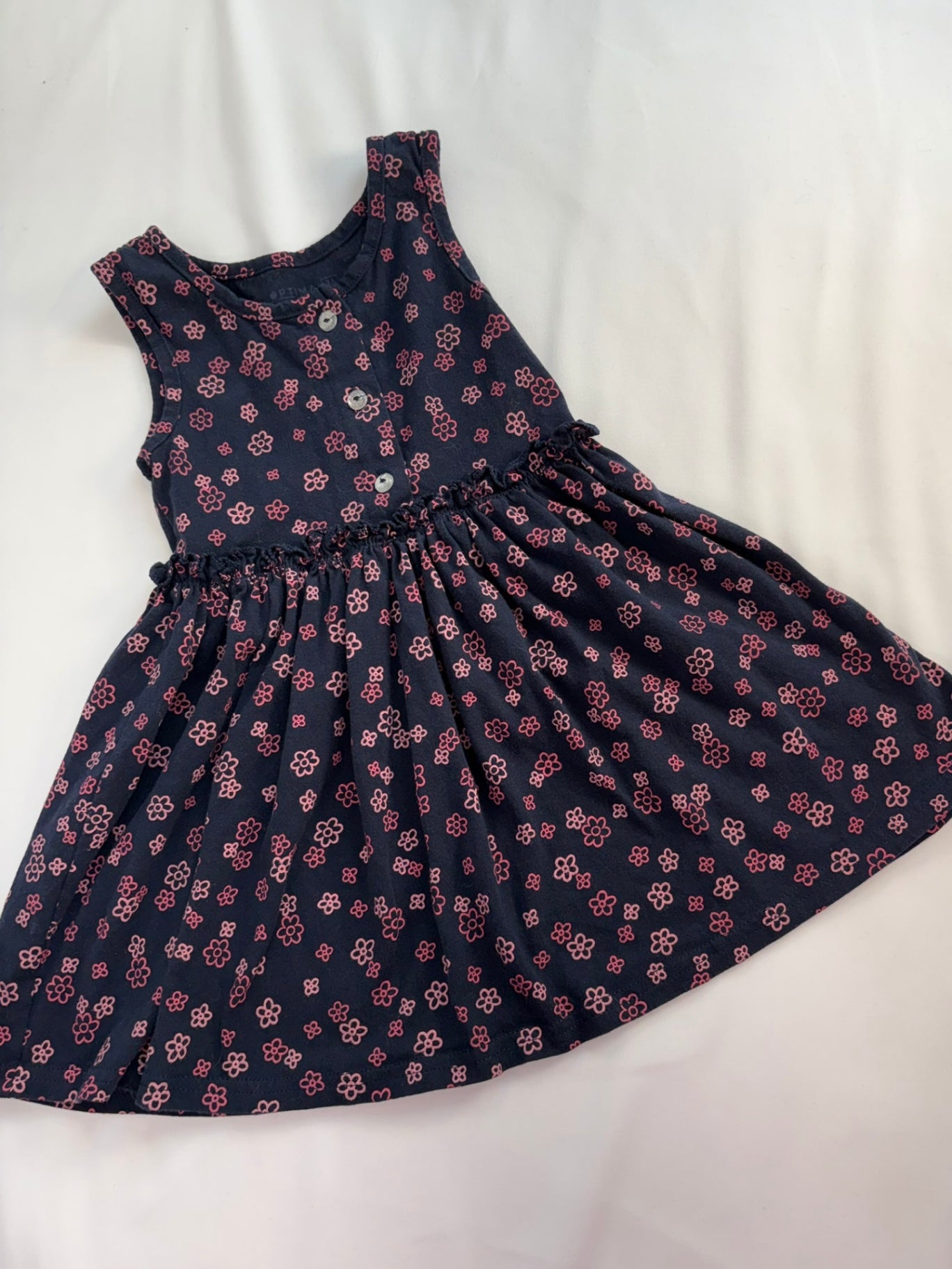 Optima Dress 3T Navy w/Flowers