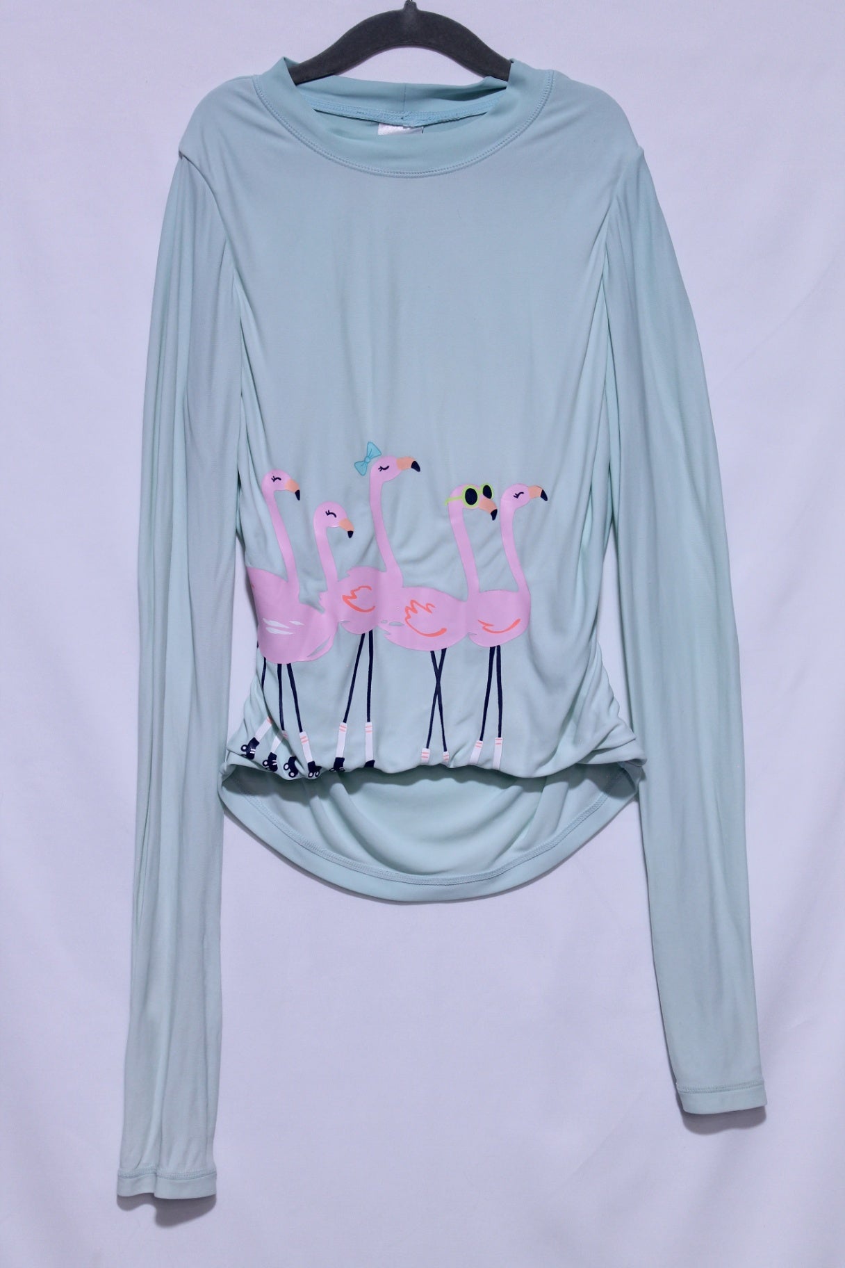 8 Carter's Rashguard - Light Green w/Flamingos