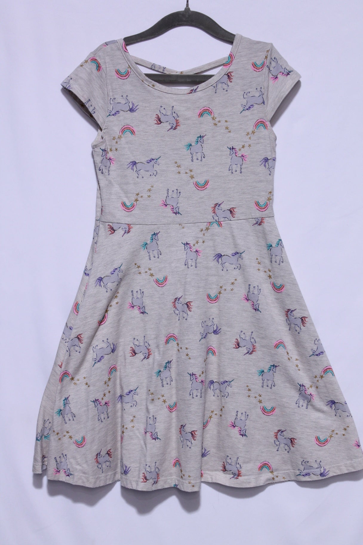 7 Jumping Beans Casual Dress - Tan w/Unicorns