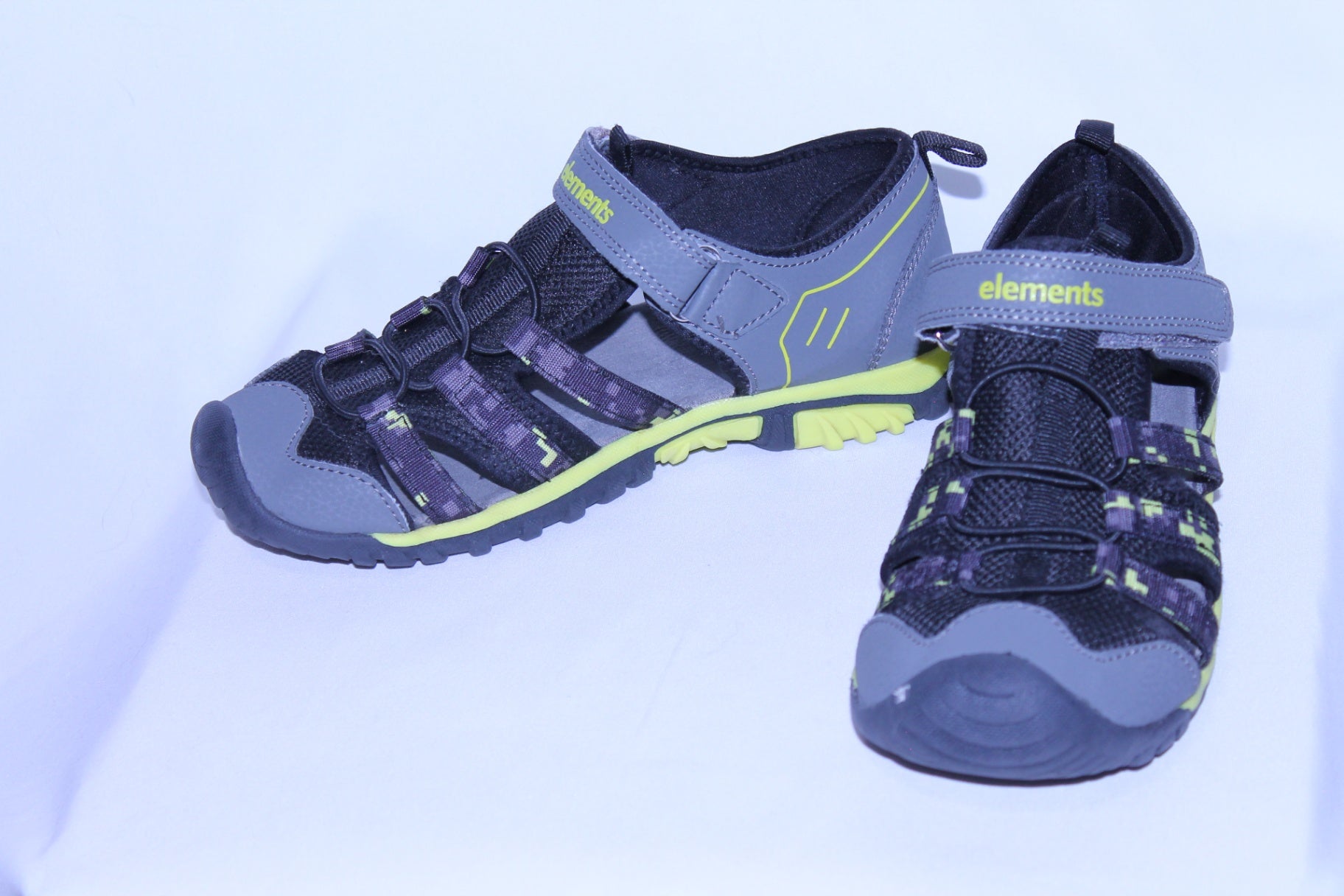 4K Elements Sandals - Grey w/Neon Green