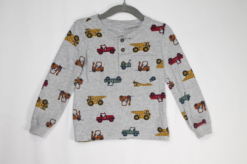 18-24m Carter's Long Sleeve Shirt - Grey w/Construction Trucks