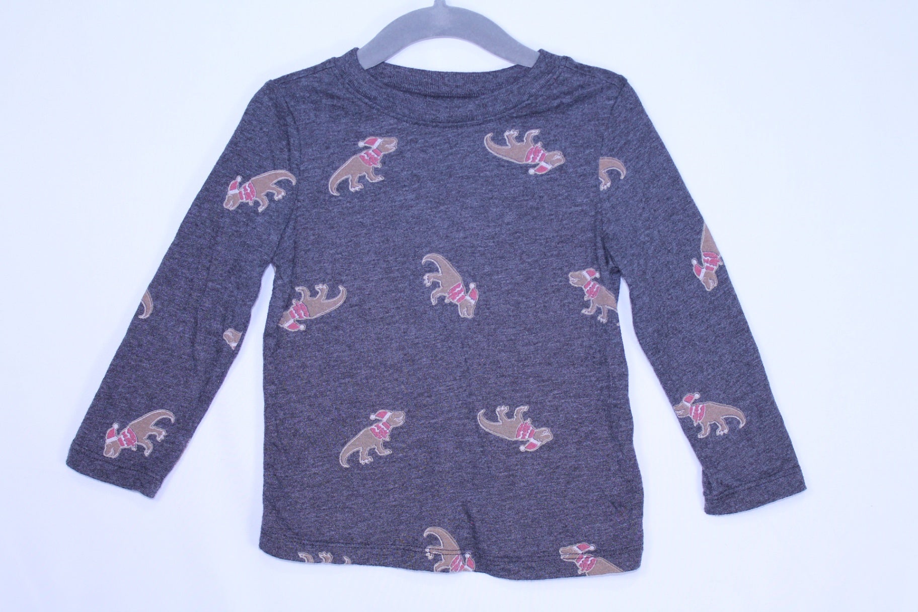 2T Old Navy Long Sleeve Shirt - Grey w/Santa Dinos