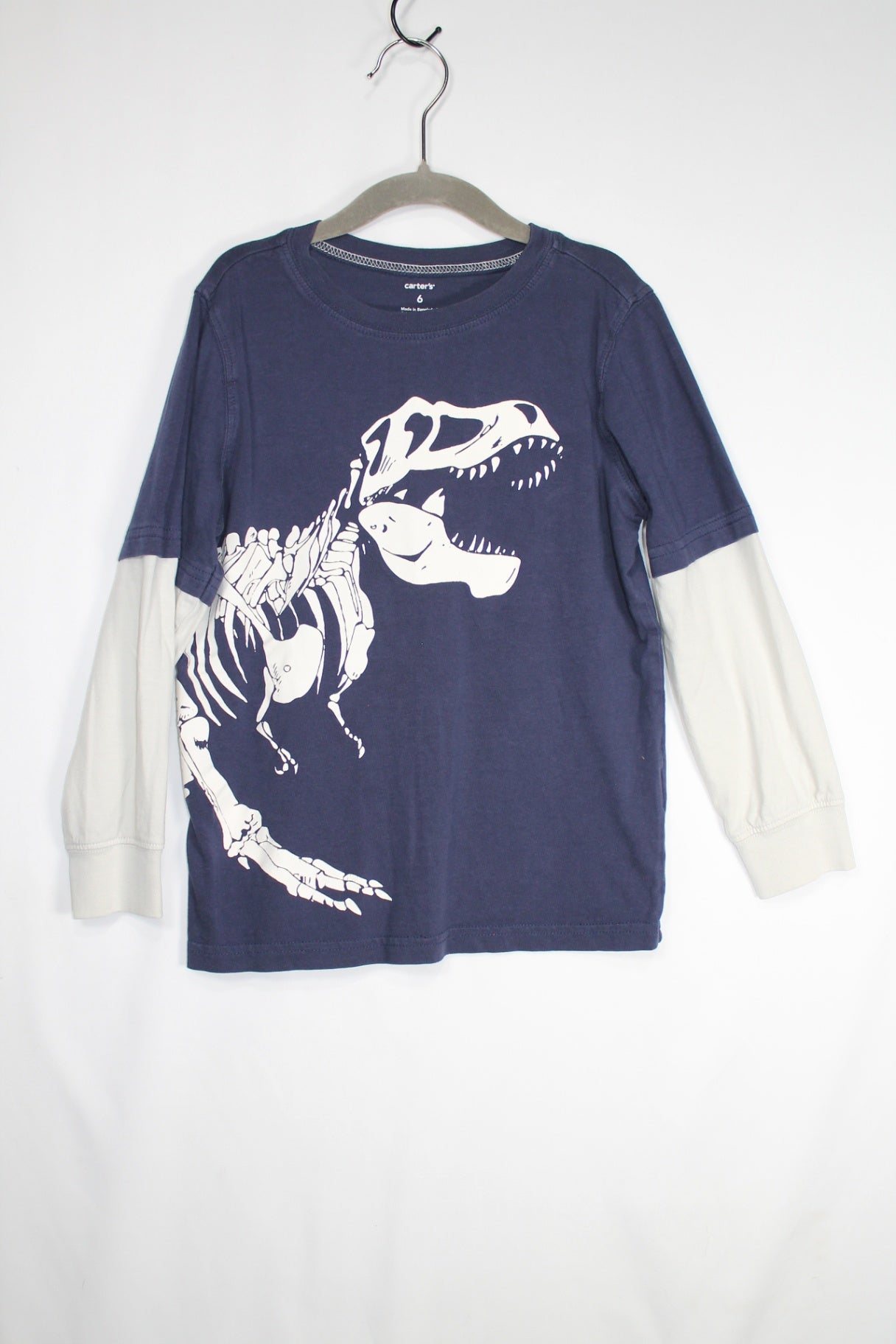 6 Carter's Long Sleeve Shirt - Blue and Cream