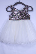 6-12m American Princess Party Dress - Gold and Ivory