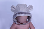 Newborn Unknown Baby Bonnet - Beige w/Fur Trim