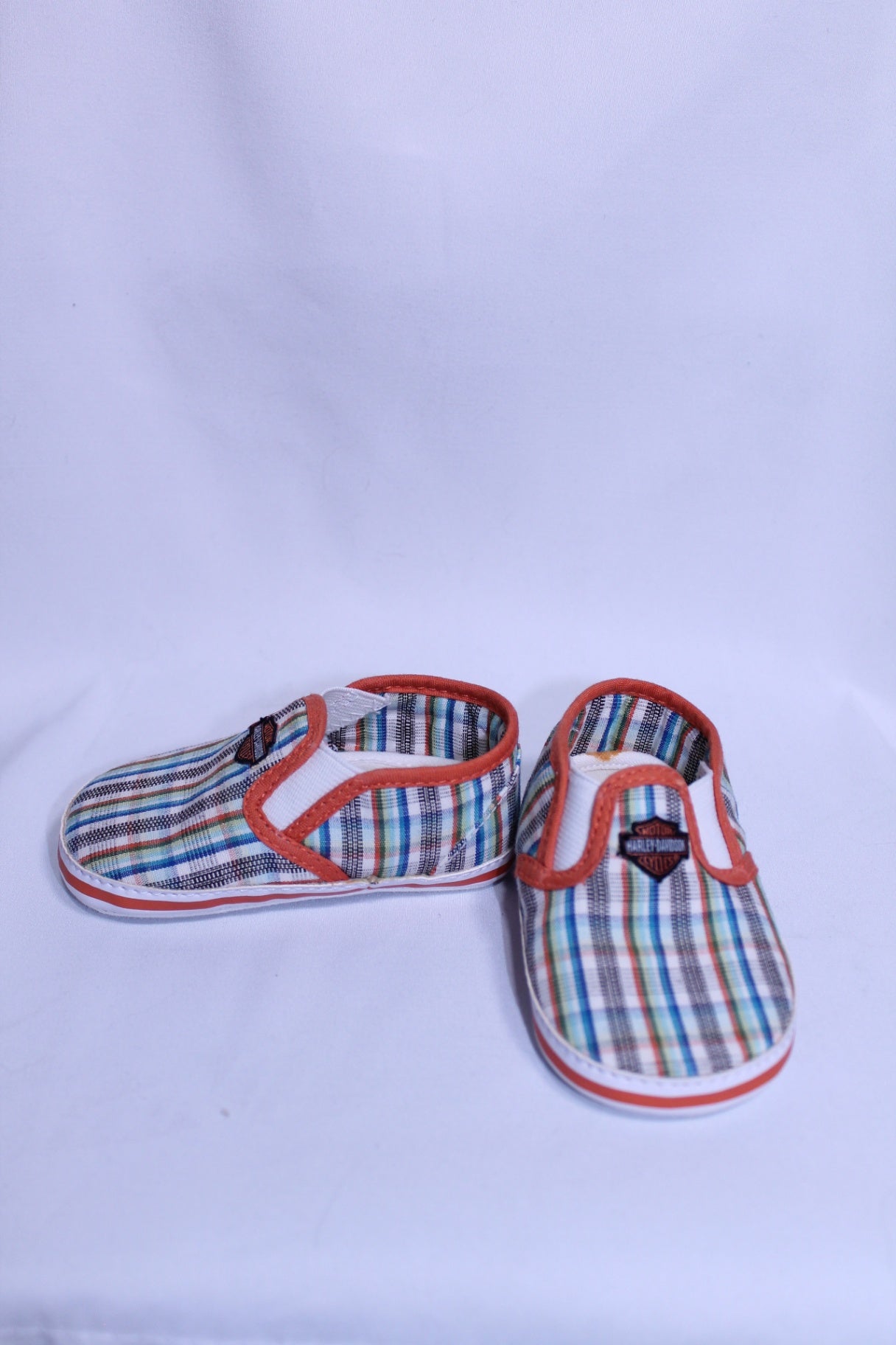 6-12m Harley Davidson Baby Shoes - Plaid