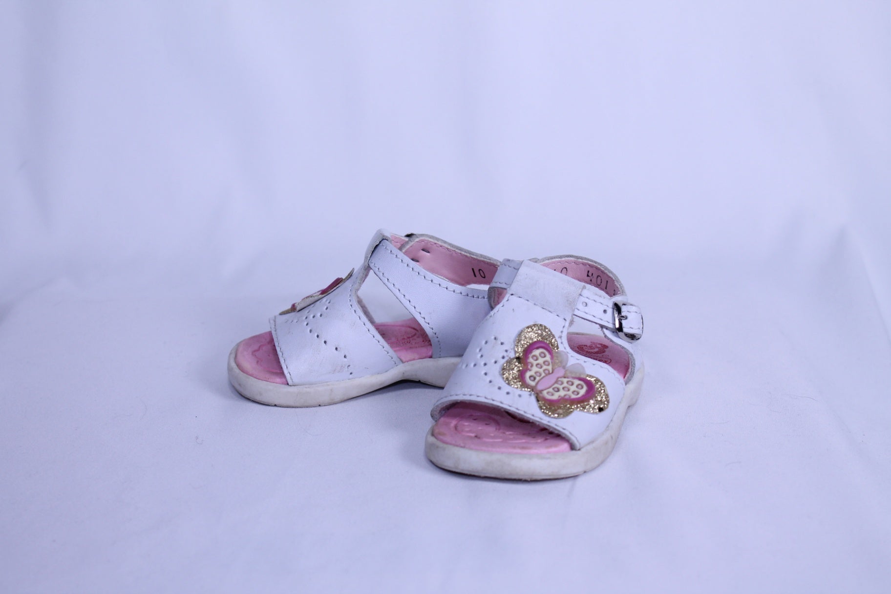 6-9m Biberoners Sandals - White/Pink/Butterfly