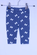 3-6m Disney Pants - Blue w/White Bows