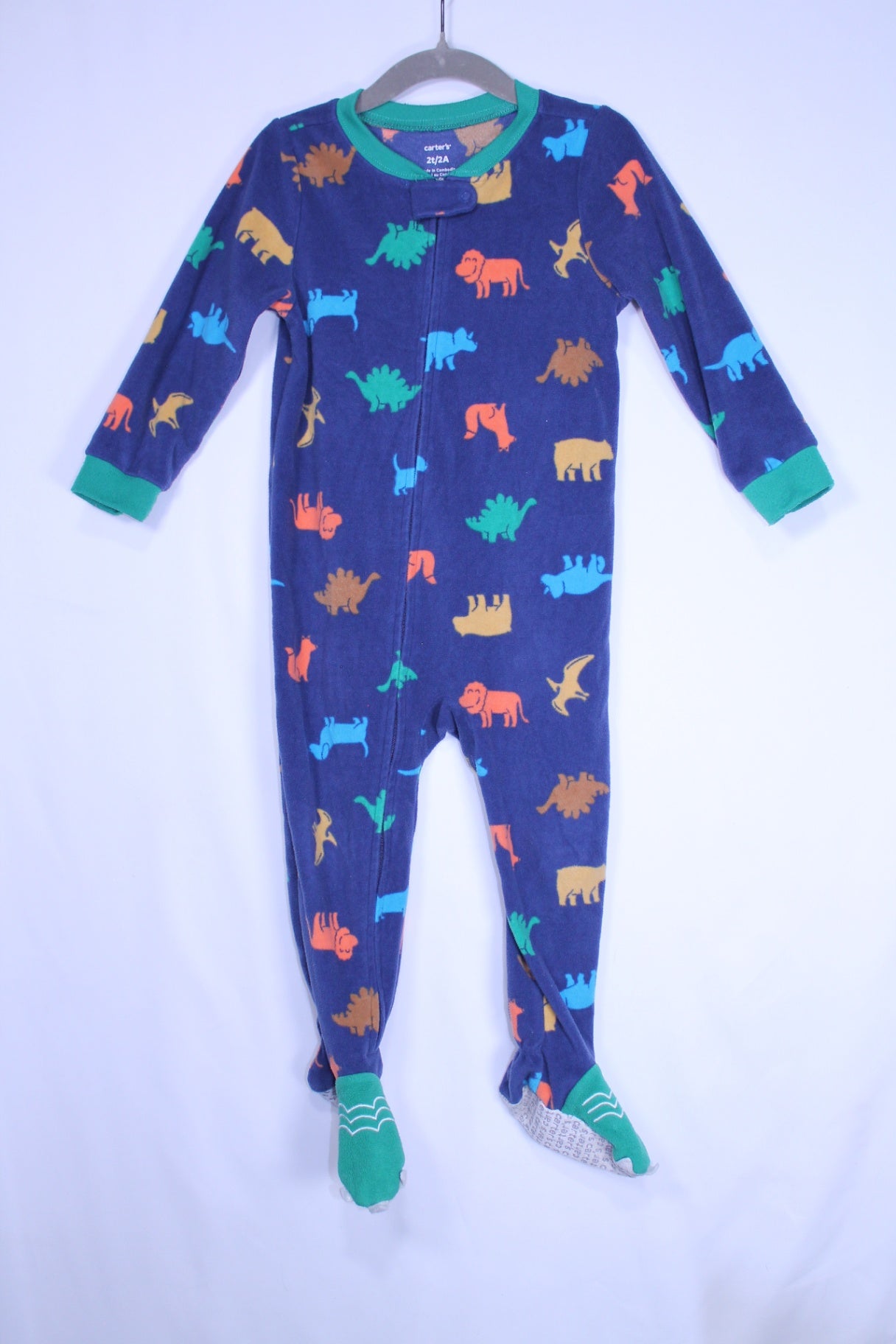 2T Carter's Fleece Sleeper - Blue w/Dinos