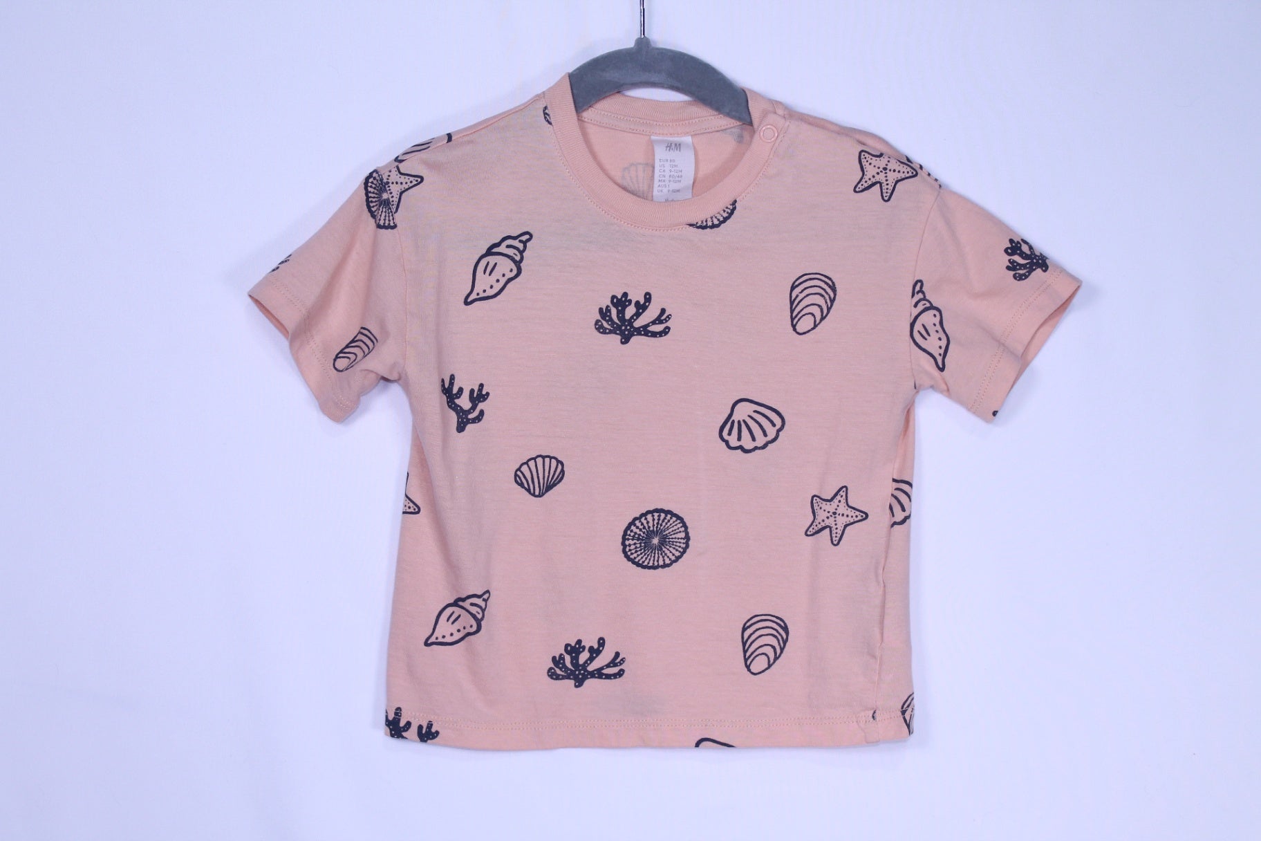9-12m H&M Shirt - Orange w/Sea Creatures