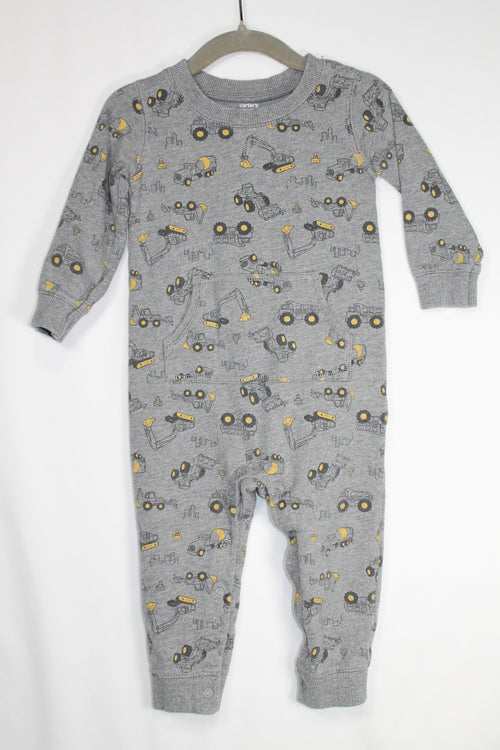 12-18m Carter's Romper - Grey w/Construction Print