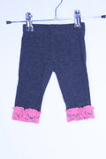 3-6m Unknown Leggings - Grey w/Coral Lace