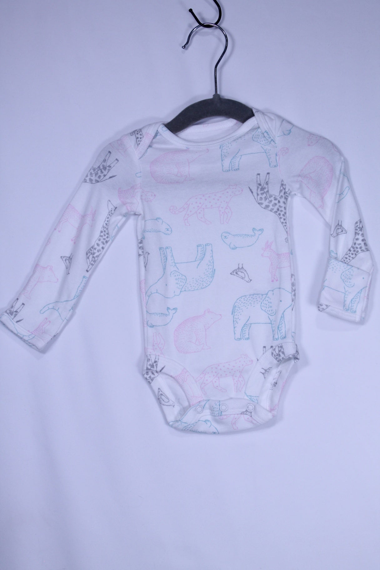 0-3m Carter's Bodysuit - White w/Animal Print
