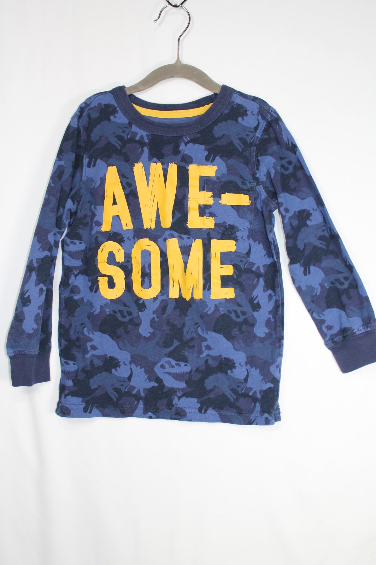 7 Carter's Long Sleeve Shirt - Blue Dino Camo