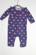 3-6m Carter's Romper - Blue w/Red Hearts
