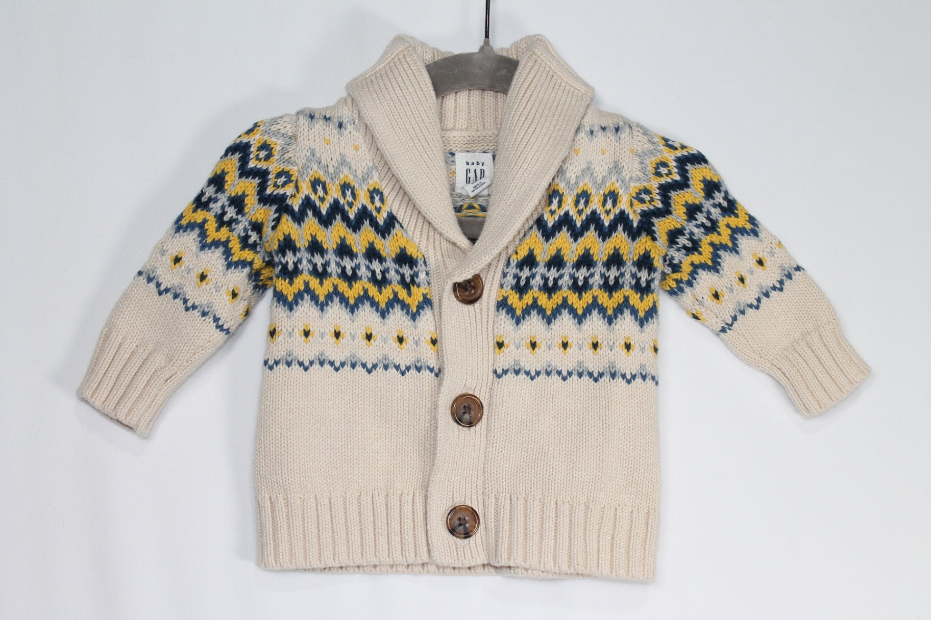 0-3m GAP Sweater - Beige/Blue/Yellow