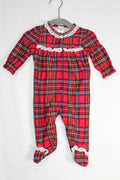 0-3m Little Me Sleeper - Christmas Plaid