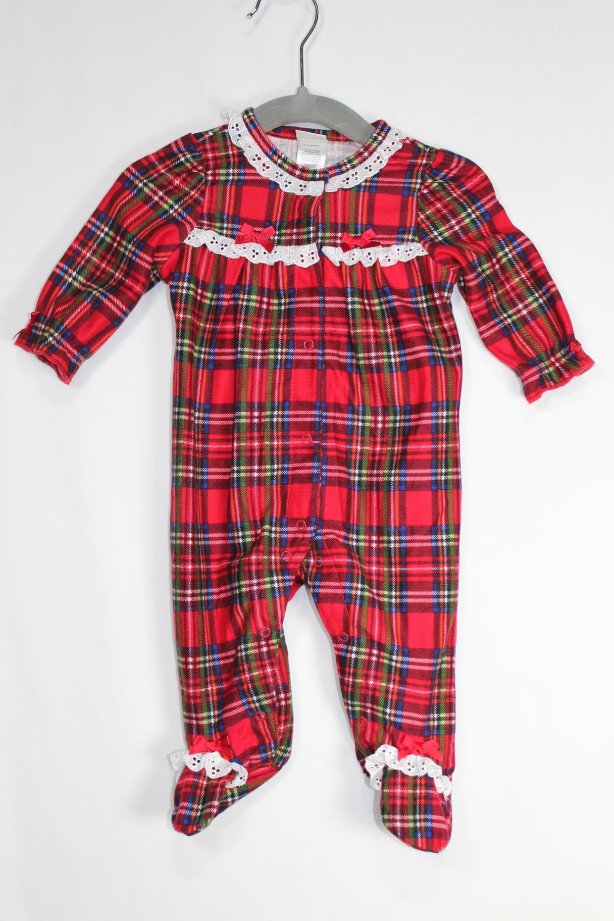 0-3m Little Me Sleeper - Christmas Plaid