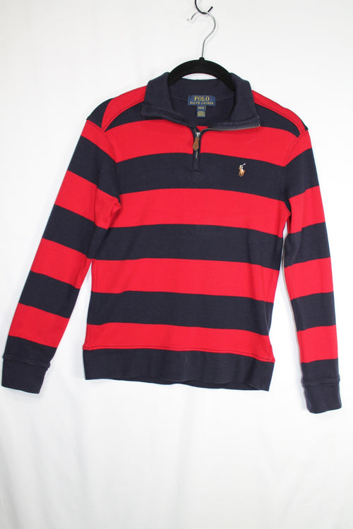 10/12Y Polo Ralph Lauren Long Sleeve Shirt - Red and Blue Stripes