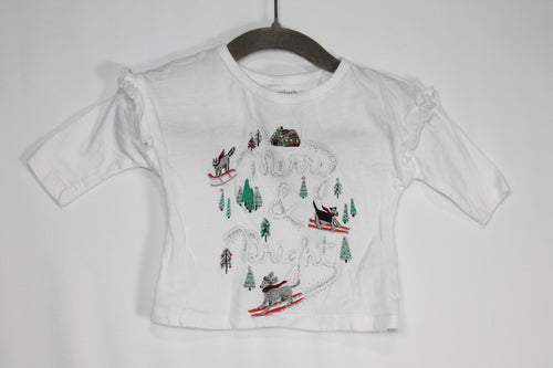 0-3m Carter's Long Sleeve Shirt - White Christmas