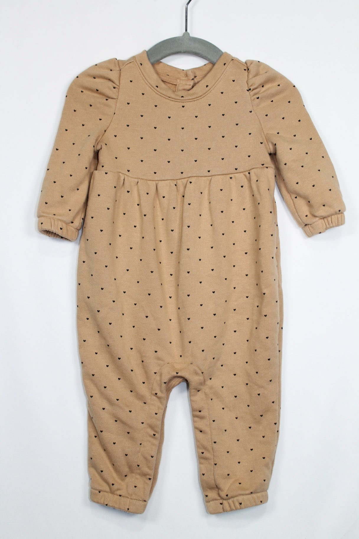 3-6m GAP Jumpsuit - Tan w/Hearts