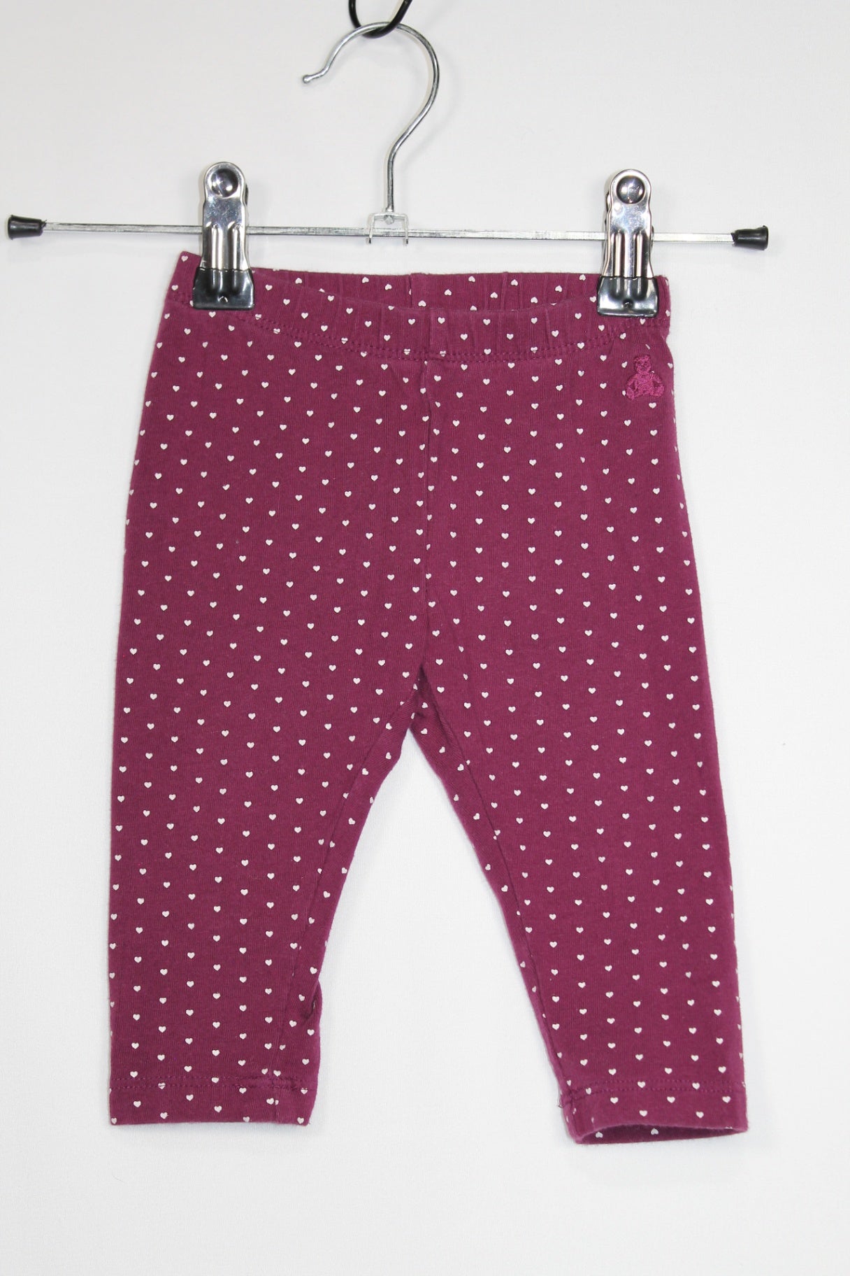 3-6m GAP Leggings - Purple w/Hearts