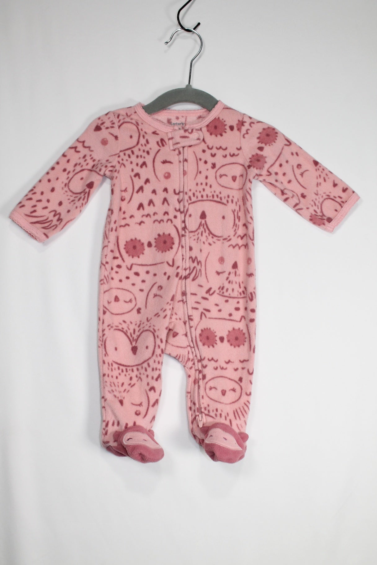 0-3m Carter's Sleeper - Pink w/Owls