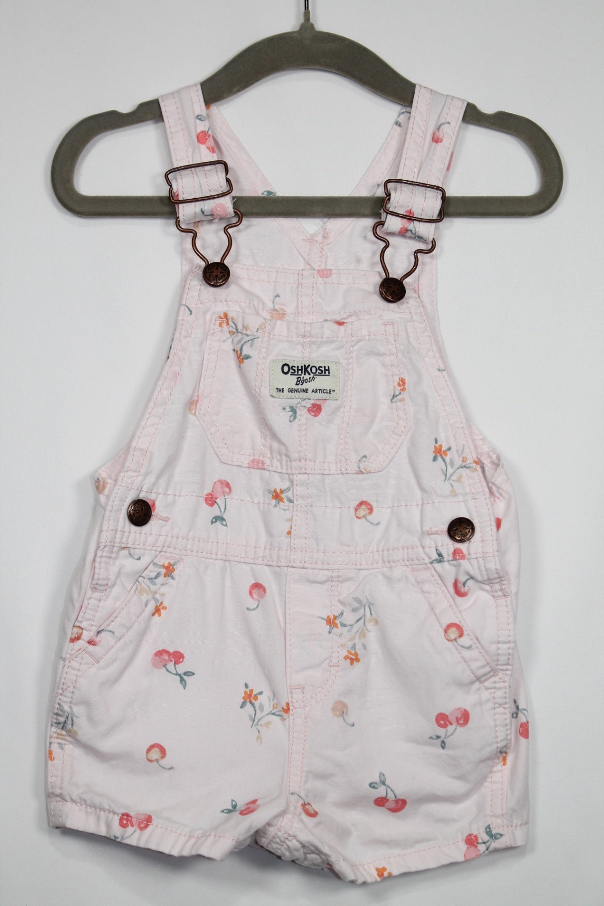 6-12m OshKosh B'gosh Overalls - Pink Cherries