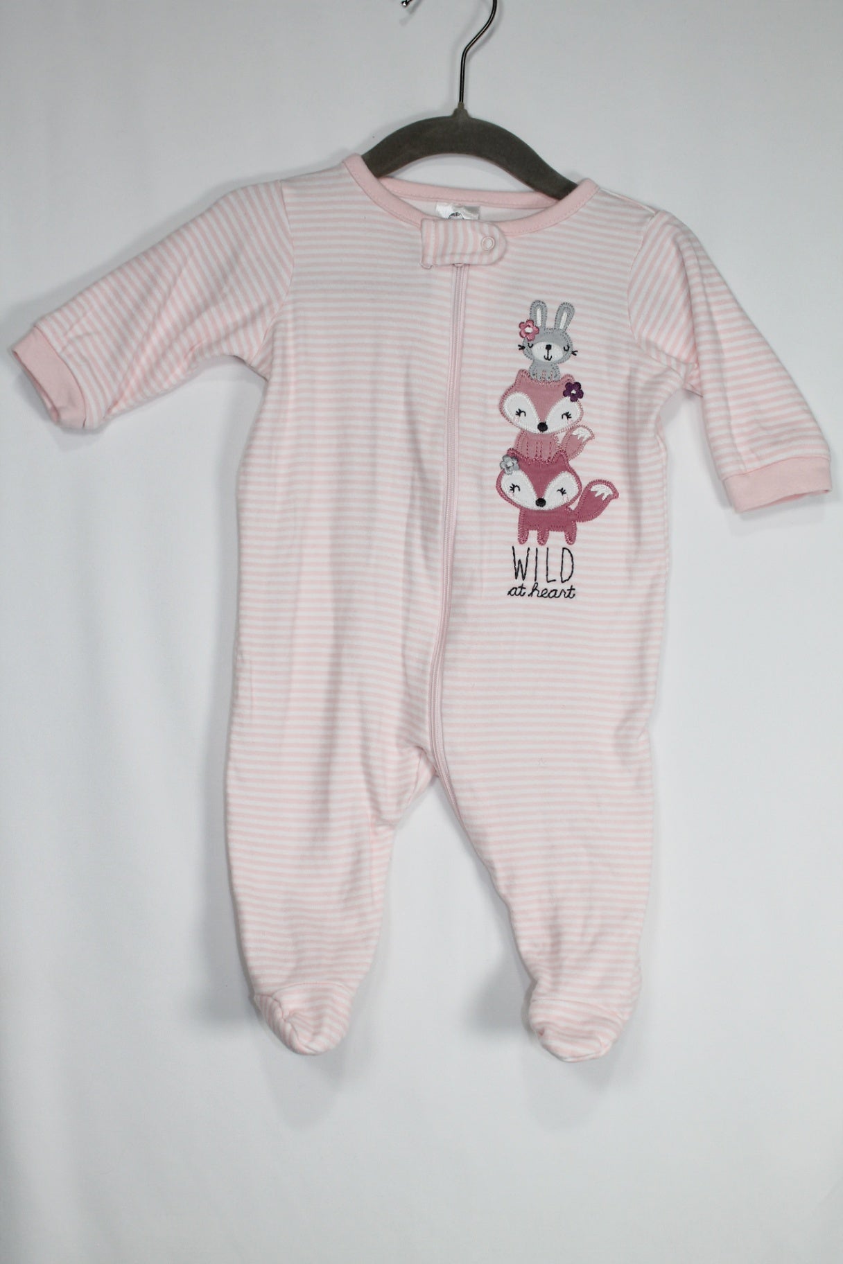 0-3m Gerber Sleeper - Pink w/Stripes