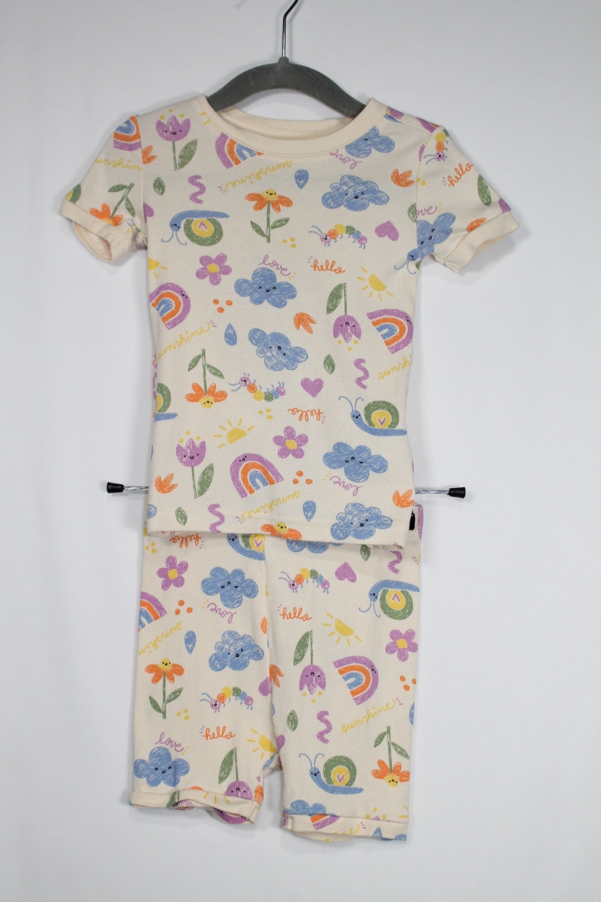 3T Old Navy 2-Piece Set: Shirt and Shorts - Yellow w/Clouds