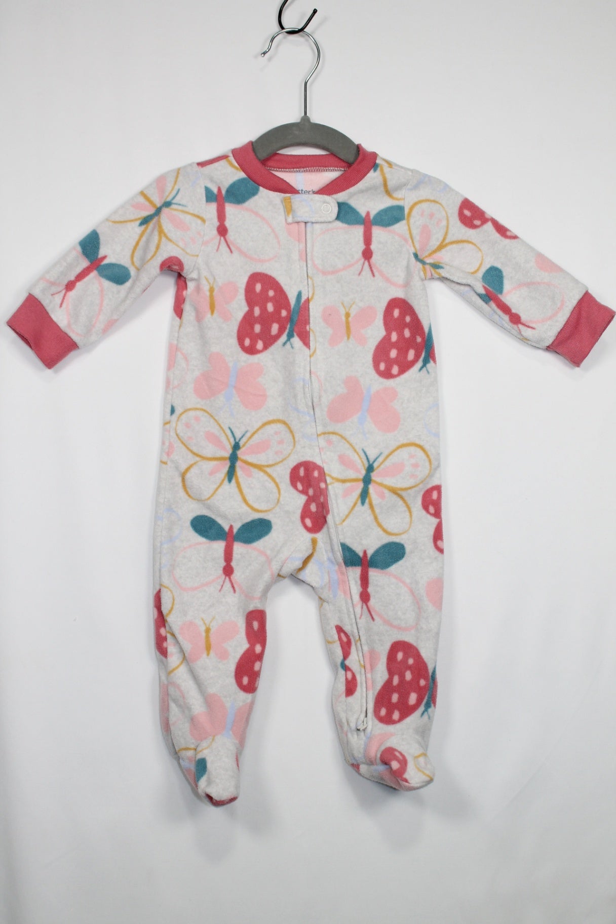 3-6m Carter's Sleeper - Grey w/Butterflies
