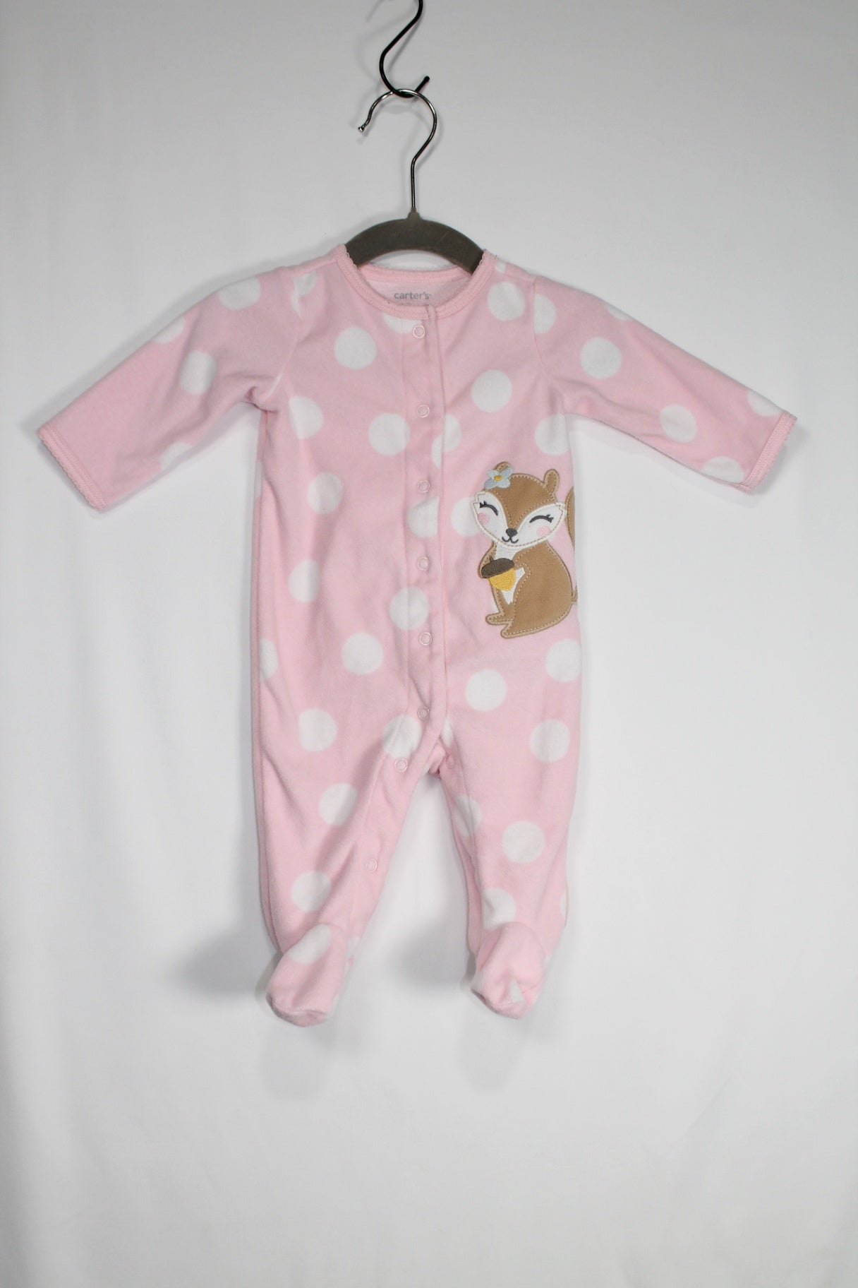 0-3m Carter's Sleeper - Pink w/Polka Dots