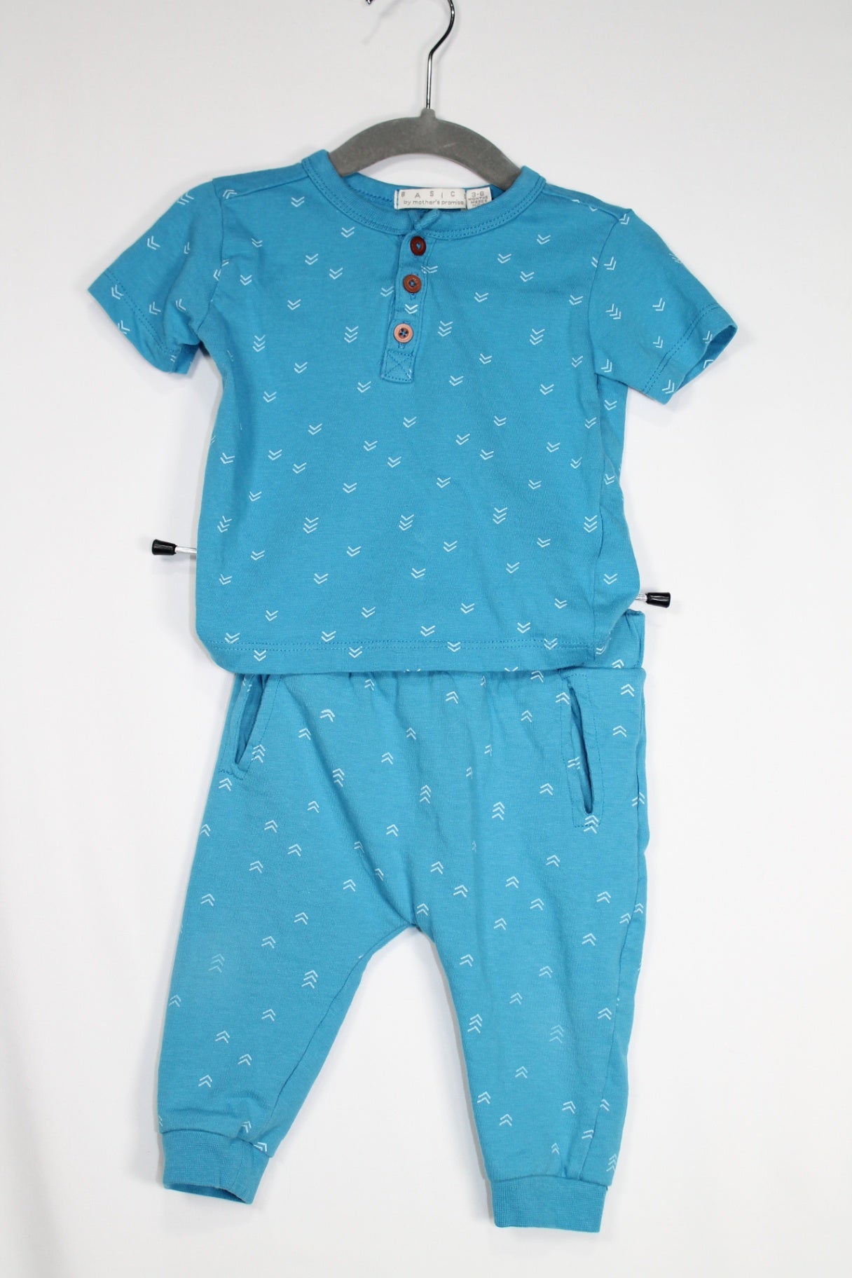 3-6m Basics by Mother's Promise 2-Piece Set: Shirt and Pants - Blue
