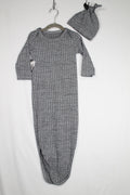 6-12m Unknown 2-Piece Set: Gown and Toque - Grey
