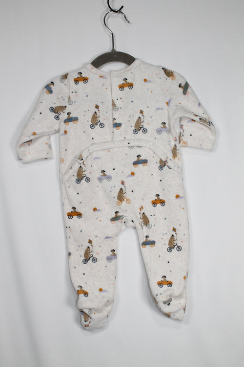 0-3m Bout'chou Sleeper - Grey w/Butt Flap