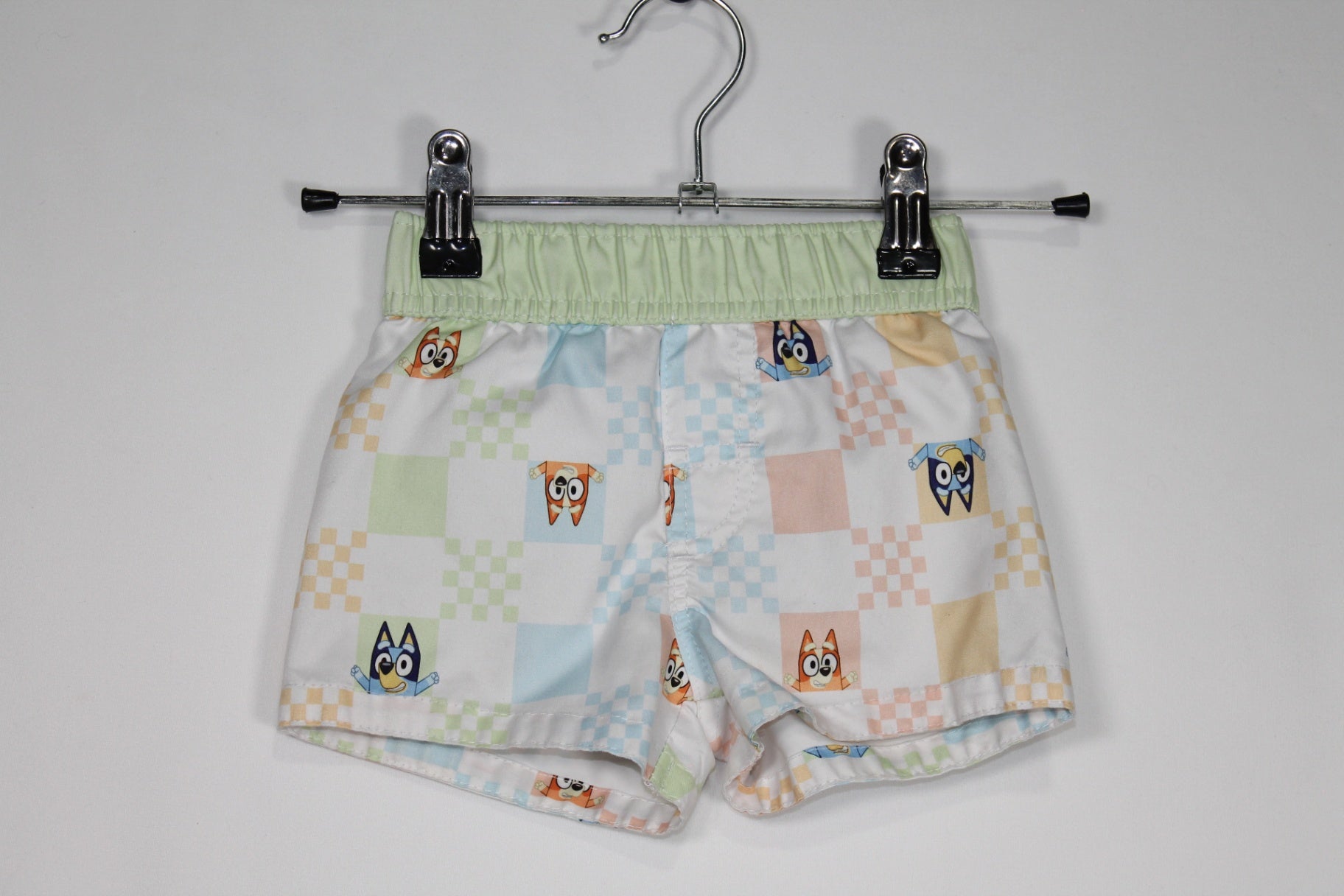 6-12m Bluey Swim Shorts - White and Green