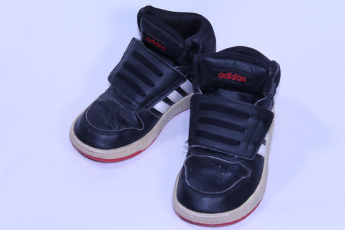 10T Adidas Sneakers - Black w/White Stripes