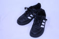 1K Adidas Sneakers - Black w/White Stripes
