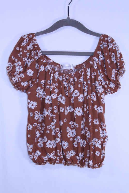10/12Y Urban Kids T-Shirt - Orange Floral
