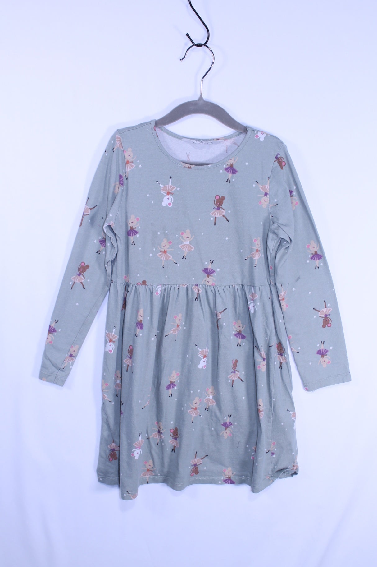 6/8A H&M Dress - Green w/Ballet Mice