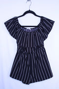 11/12Y Shein Romper - Black w/Stripes