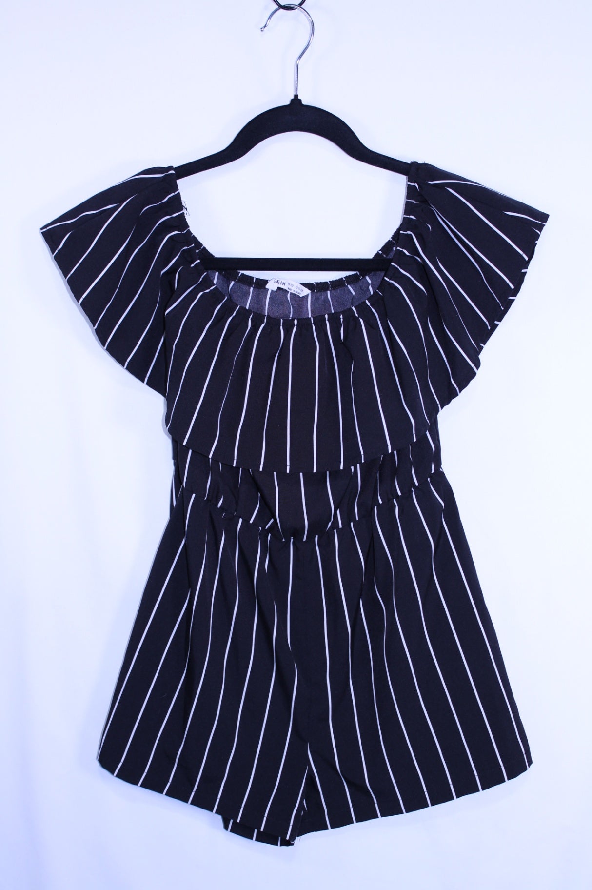 11/12Y Shein Romper - Black w/Stripes