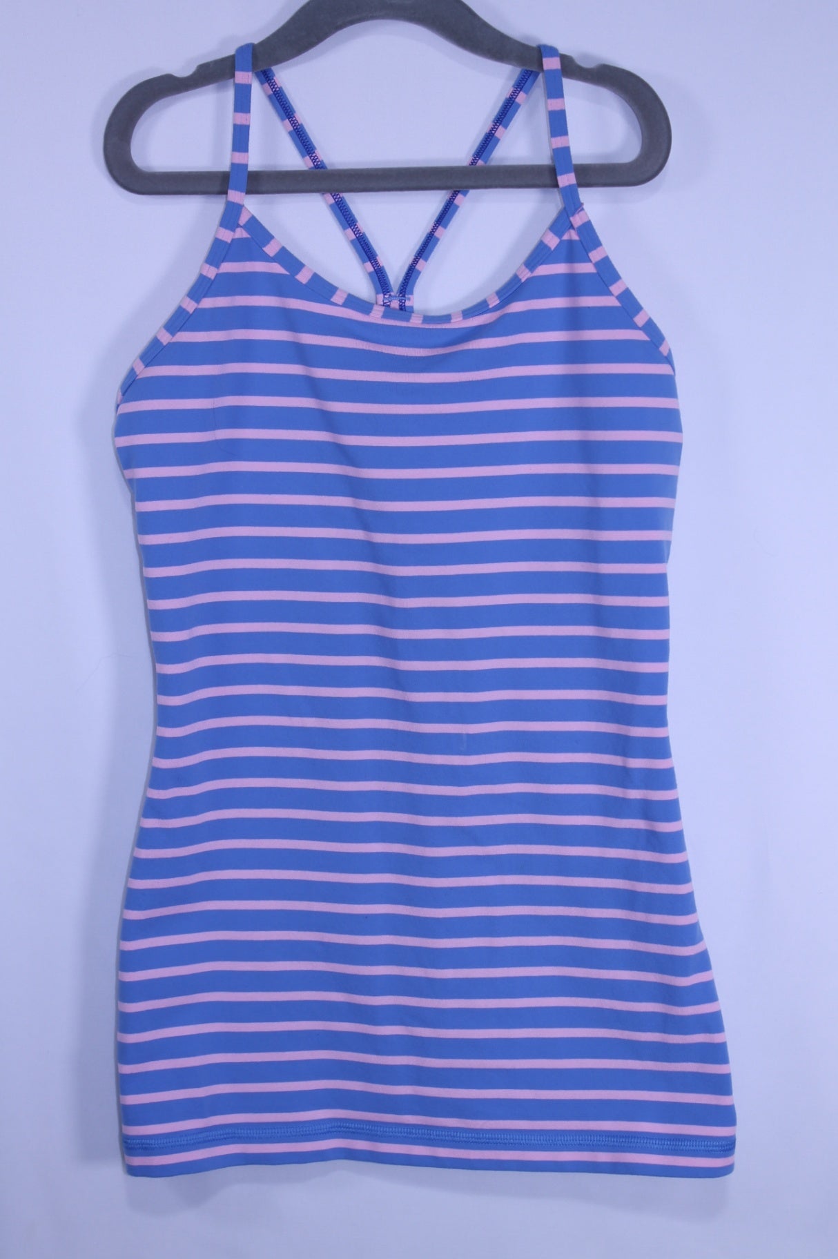 12 Ivivva Tank Top - Blue w/Pink Stripe