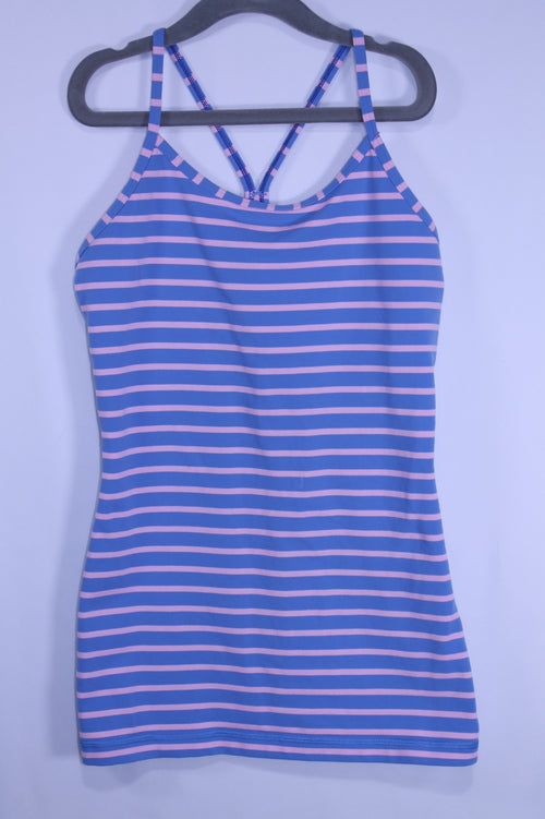 12 Ivivva Tank Top - Blue w/Pink Stripe