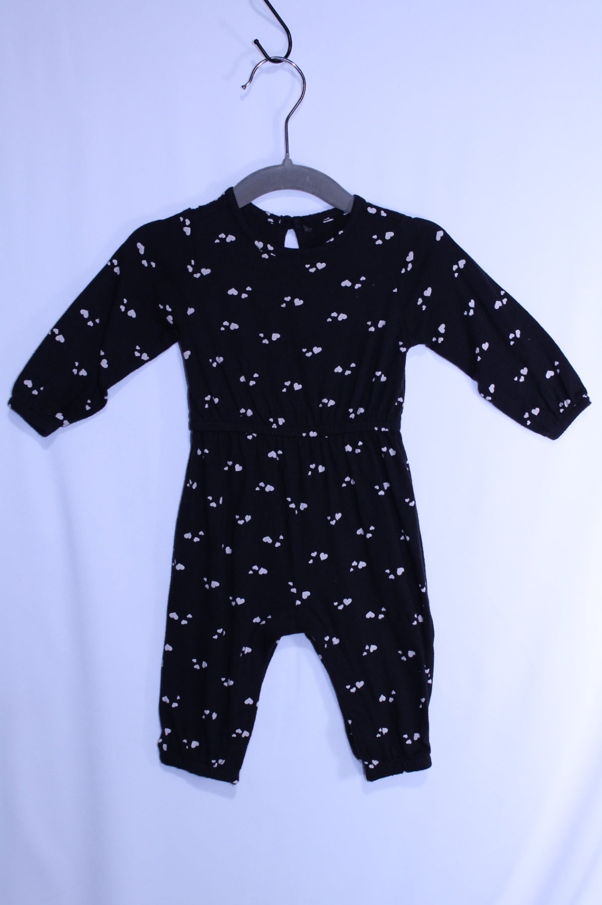 3-6m Old Navy Jumpsuit - Black w/White Hearts